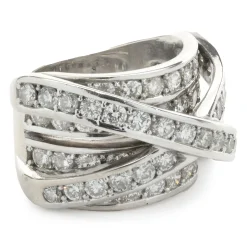 6.15 Carats Round Brilliant Diamond Cross Over Ring 14k White Gold