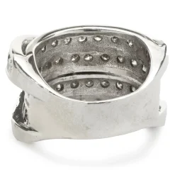 6.15 Carats Round Brilliant Diamond Cross Over Ring 14k White Gold