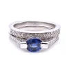 1.00 Carats Sapphire and Diamond 18k White Gold Ring Set