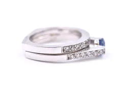 1.00 Carats Sapphire and Diamond 18k White Gold Ring Set