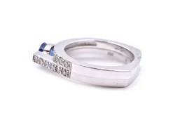 1.00 Carats Sapphire and Diamond 18k White Gold Ring Set