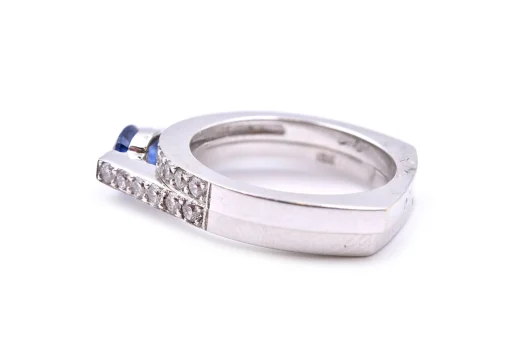 1.00 Carats Sapphire and Diamond 18k White Gold Ring Set