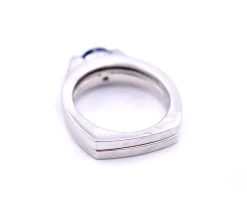1.00 Carats Sapphire and Diamond 18k White Gold Ring Set