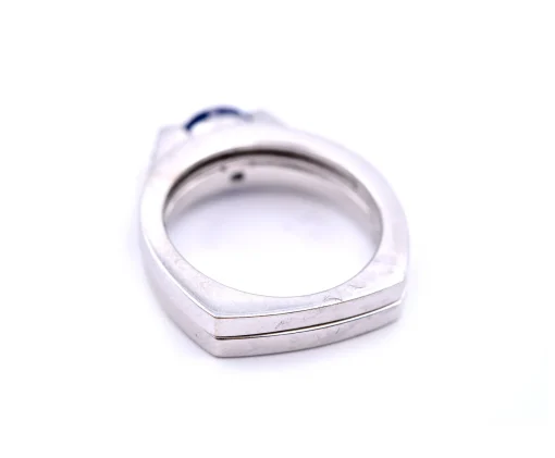 1.00 Carats Sapphire and Diamond 18k White Gold Ring Set