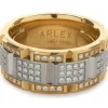Carlex 18 Karat Yellow and White Gold Diamond Square Link Band