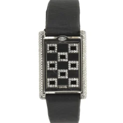 Cartier 18 Karat White Gold Tank Basculante Diamond and Black Onyx Flip Top