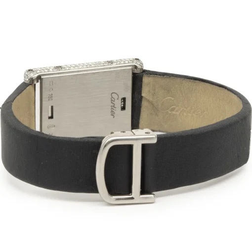 Cartier 18 Karat White Gold Tank Basculante Diamond and Black Onyx Flip Top
