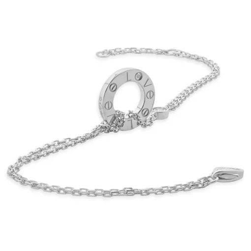 Cartier 18 Karat White Gold Diamond Love Circle Necklace