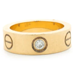 Cartier 18 Karat Yellow Gold Three Diamond Love Ring
