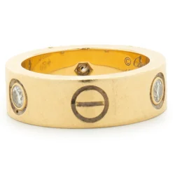 Cartier 18 Karat Yellow Gold Three Diamond Love Ring
