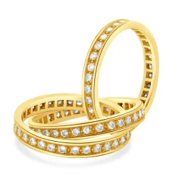 Cartier 18 Karat Yellow Gold Trinity Diamond Rolling Ring