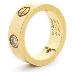 Cartier 18 Karat Yellow Gold Three Diamond Love Ring