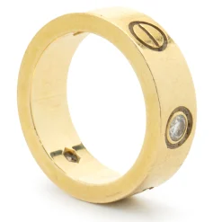 Cartier 18 Karat Yellow Gold Three Diamond Love Ring