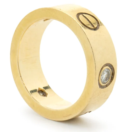 Cartier 18 Karat Yellow Gold Three Diamond Love Ring