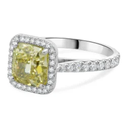 Cartier Platinum Fancy Intense Yellow Cushion Cut Diamond Engagement Ring