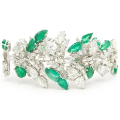 Cartier Platinum Vintage Diamond and Emerald Bracelet