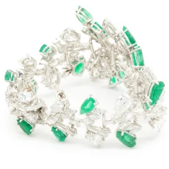Cartier Platinum Vintage Diamond and Emerald Bracelet