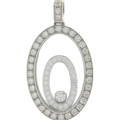Chopard 18 Karat White Gold Happy Diamond Floating Pendant