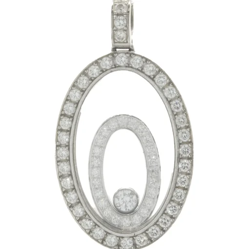 Chopard 18 Karat White Gold Happy Diamond Floating Pendant