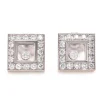 Chopard 18 Karat White Gold Happy Diamond Square Stud Earrings