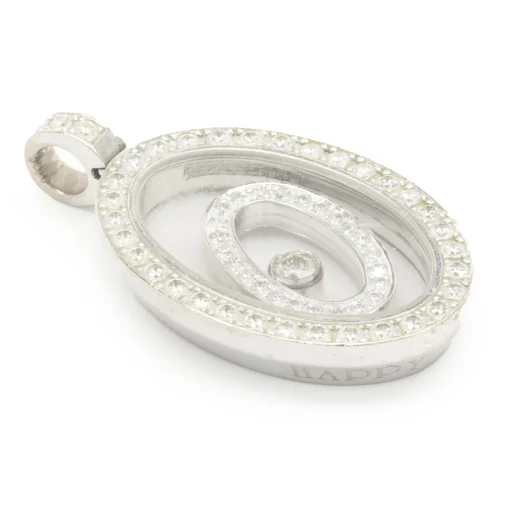 Chopard 18 Karat White Gold Happy Diamond Floating Pendant