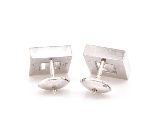 Chopard 18 Karat White Gold Happy Diamond Square Stud Earrings
