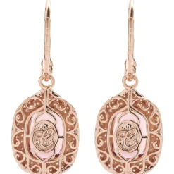 Chromia 18 Karat Rose Gold Salmon Tourmaline and Diamond Drop Earrings