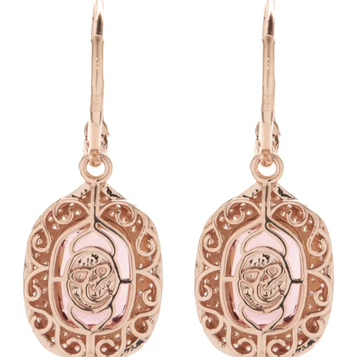 Chromia 18 Karat Rose Gold Salmon Tourmaline and Diamond Drop Earrings
