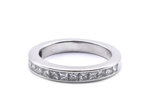 1.00cttw Princes cut Diamond Platinum Band
