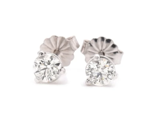 0.60cttw Round 14 Karat White Gold Diamond Stud Earrings