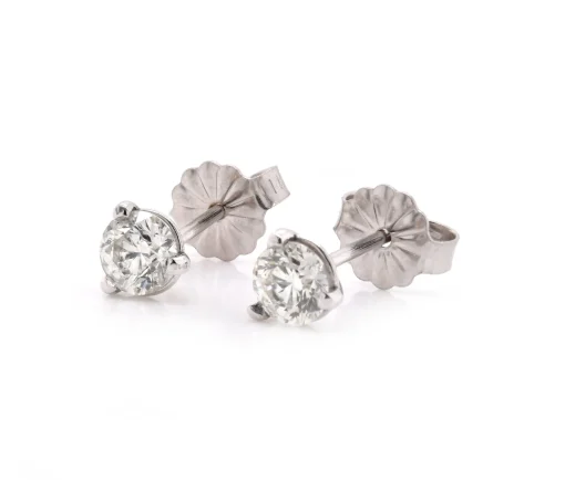 0.60cttw Round 14 Karat White Gold Diamond Stud Earrings