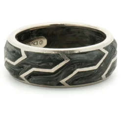 David Yurman 18 Karat White Gold Forged Carbon 8MM Band