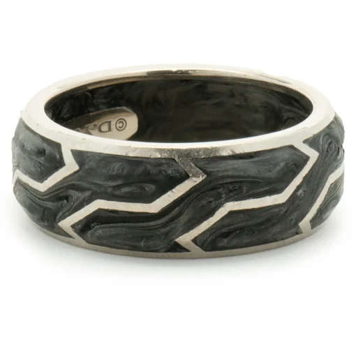David Yurman 18 Karat White Gold Forged Carbon 8MM Band