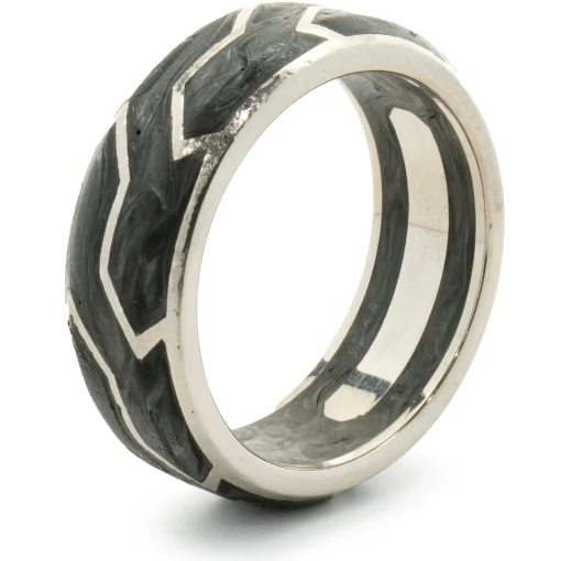 David Yurman 18 Karat White Gold Forged Carbon 8MM Band