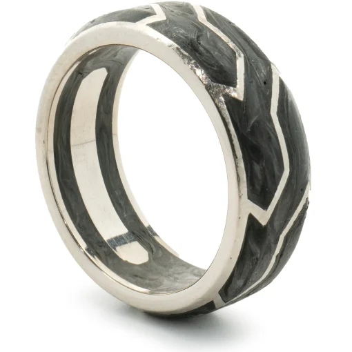 David Yurman 18 Karat White Gold Forged Carbon 8MM Band