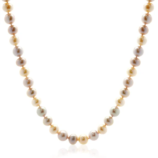 David Yurman 18 Karat Yellow Gold Pastel Pink and Ivory Opera Length Pearl Necklace