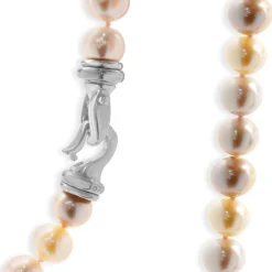 David Yurman 18 Karat Yellow Gold Pastel Pink and Ivory Opera Length Pearl Necklace