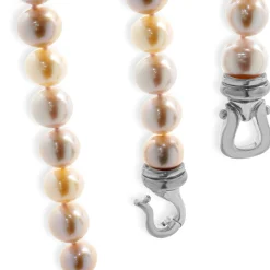 David Yurman 18 Karat Yellow Gold Pastel Pink and Ivory Opera Length Pearl Necklace