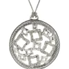 David Yurman Sterling Silver Diamond Quatrefoil Disc Necklace