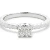 David Yurman Sterling Silver Cushion Cut Diamond Cable Solitaire Engagement Ring