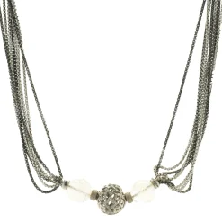 David Yurman Sterling Silver Eight Strand Diamond Quatrefoil Necklace