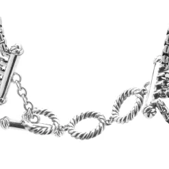David Yurman Sterling Silver 5 Strand Multi Gemstone Station Necklace