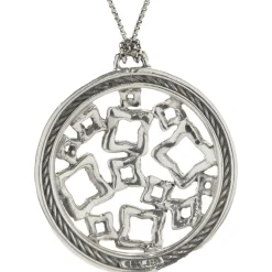 David Yurman Sterling Silver Diamond Quatrefoil Disc Necklace