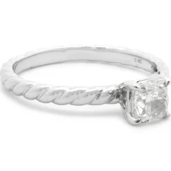 David Yurman Sterling Silver Cushion Cut Diamond Cable Solitaire Engagement Ring