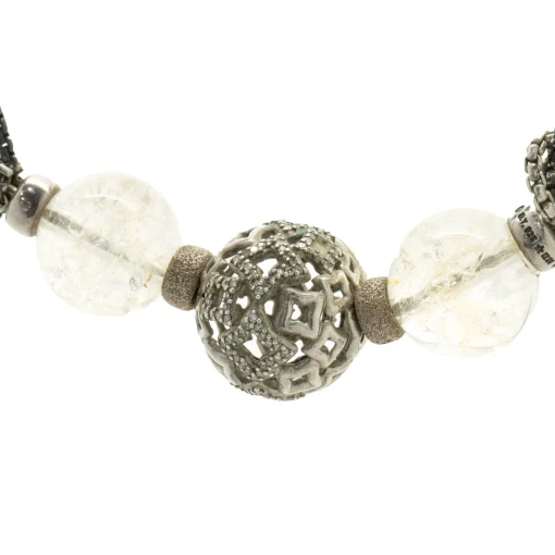 David Yurman Sterling Silver Eight Strand Diamond Quatrefoil Necklace