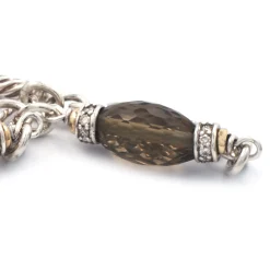 David Yurman Sterling Silver and 18 Karat Yellow Gold Smoky Quartz and Diamond Figaro Bijoux Necklace
