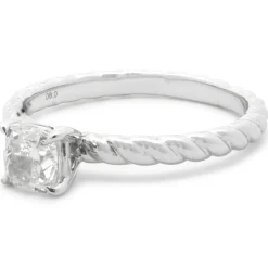 David Yurman Sterling Silver Cushion Cut Diamond Cable Solitaire Engagement Ring