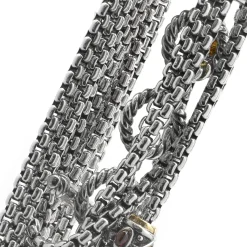 David Yurman Sterling Silver 5 Strand Multi Gemstone Station Necklace
