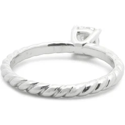 David Yurman Sterling Silver Cushion Cut Diamond Cable Solitaire Engagement Ring