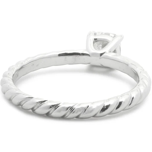 David Yurman Sterling Silver Cushion Cut Diamond Cable Solitaire Engagement Ring